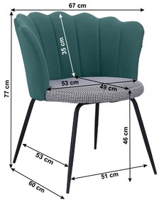 Fotoliu design, Art-deco, verde / model, piele ecologică / ţesătură, NELIN