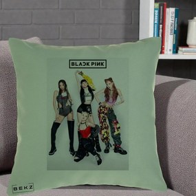 Perna Personalizata K-pop BLACKPINK Fotografie Grup Tinute Edgy, 40x40 cm, Verde, Husa Detasabila, Perna Inclusa, BEKZ®