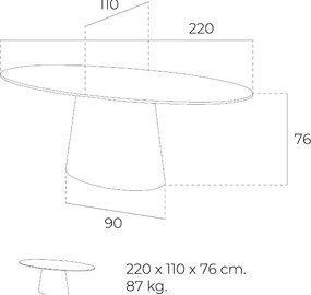 Masa ovala Walnut Veneered, 220x110cm AC-LE015