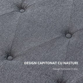 HOMCOM Testieră pentru Pat Matrimonial Trapuntată cu Butoane și 2 Agățători, Capăt de Pat Elegant, 160x7x120 cm, Gri | Aosom Romania