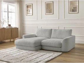 Colțar gri deschis cu tapițerie din țesătură bouclé (cu colț pe partea stângă/cu șezlong) Leonore – Bobochic Paris