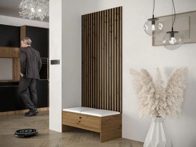 Hol Elara IV (stejar artisan + Negru + piele ecologică Soft 017). 1060607