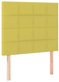 Pat box spring cu saltea, verde, 80x200 cm, textil Verde, 80 x 200 cm, Cu blocuri patrate