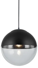 Lampă suspendată retro neagră cu sticlă transparentă 35 cm - Eclipse