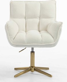 HR560CROSS Scaun Crem din Boucle cu Bază Aurie