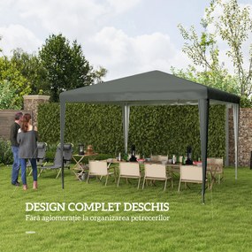 Pavilion Outsunny de Grădină 3x3 m Portabil cu Acoperire Anti UV, Gri | Aosom Romania