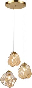 Lustră suspendată pe cablu CRISTAL 3xE14/15W/230V alamă/bej fumuriu
