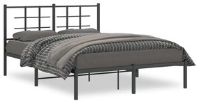 355562 vidaXL Cadru de pat metalic cu tăblie, negru, 140x200 cm
