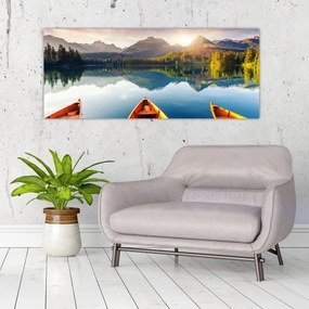 Tablou - Lac cu bărci (120x50 cm)
