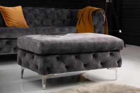 Taburete design Chesterfield, Catifea, Gri inchis, MODERN BAROCK