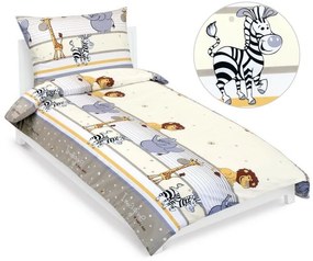 Lenjerie de pat din bumbac pentru copii BellatexJunior Safari bej, 140 x 200, 70 x 90 cm