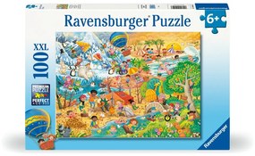 PUZZLE DISTRACTIA COPIILOR IN CELE 4 ANOTIMPURI 100 PIESE XXL - RAVENSBURGER (RVSPC04050)