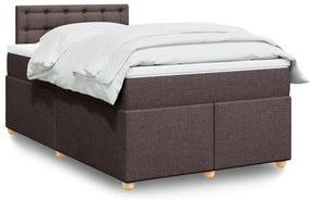 vidaXL Pat box spring cu saltea, maro închis, 120x190 cm, textil