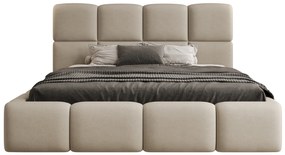 Pat tapițat cu ladă de depozitare Cloud 180x200 - catifea bej Castel 15