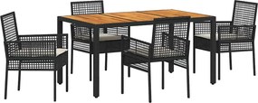 vidaXL Set de masă pentru grădină 5 pcs Negru poliratan