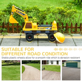 Buldozer excavator HOMCOM, jucarie 2 in 1, 90x28x58cm galben | Aosom Romania