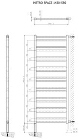 Sapho - Radiator de baie METRO SPACE 525W/230V 55x143 cm negru mat