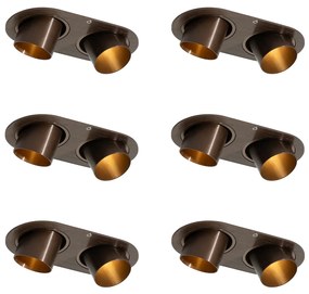 Set de 6 spoturi încastrate bronz închis GU10 35mm înclinabile cu 2 lumini - Installa