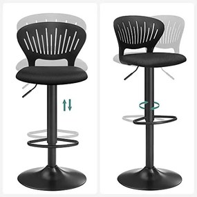 Set 2 scaune bar negre din tesatura si metal, 40x42x85 cm Vasagle