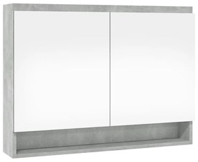 Dulap de baie cu oglinda, gri beton, 80x15x60 cm, MDF Gri beton