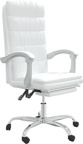 vidaXL Fotoliu de birou rabatabil, alb, piele ecologică