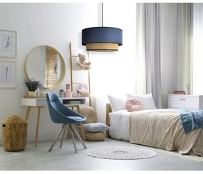 Lustră pe cablu Duolla BOHO 1xE27/15W/230V d. 45 cm albastru/ratan
