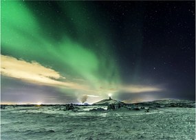 Tablou pe sticlă cu Aurora Borealis (70x50 cm)