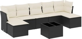 vidaXL Set mobilier de grădină cu perne, 8 piese, negru, poliratan