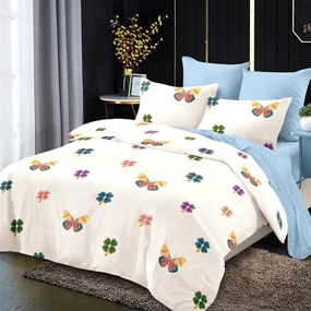 Lenjerie de pat 2 persoane, bumbac finet, 6 piese, 2 fete, SP1047