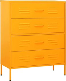 vidaXL Comodă cu sertare, galben muștar, 80x35x101,5 cm oțel