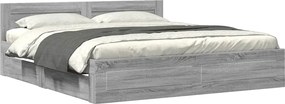 vidaXL Cadru de pat cu tăblie gri sonoma 180x200 cm lemn prelucrat