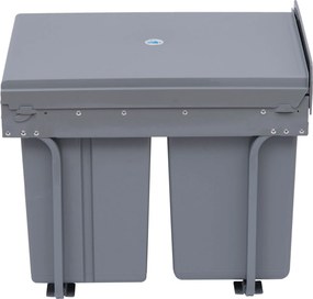 Homcom Cos Gunoi Ecologic 40L – 3 Compartimente Separate, Gri | Aosom Romania
