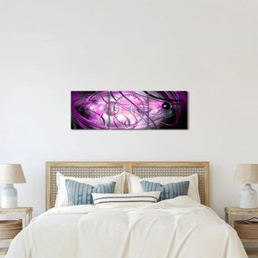 Tabloul cu abstracție frumoasă în violet (cu ceas) (90x30 cm)