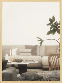 HOMCOM Oglindă de perete dreptunghiulară 80 x 60 cm, ramă din lemn natural, ideală pentru baie, living sau dormitor | Aosom Romania