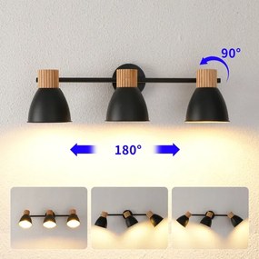 Brilagi - Aplică spot ODENSE 3xE14/10W/230V lemn de cauciuc/negru