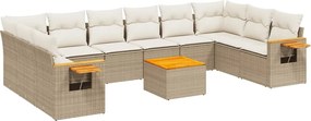 vidaXL Set canapele de grădină cu perne, 11 piese, bej, poliratan