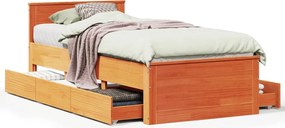 vidaXL Cadru pat fără saltea/cu tăblie maro 90x200 cm lemn masiv pin