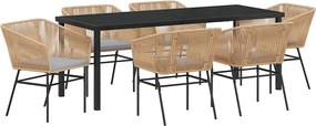 vidaXL Set de masă pentru grădină 7 pcs Maro Oțel vopsit electrostatic