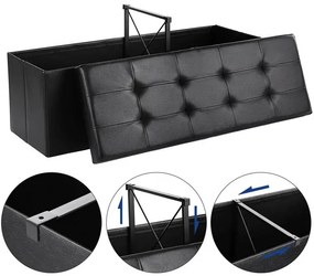 Bancheta Pliabila Amara, Cu Lada, Neagra, 110 x 38 x 38 cm