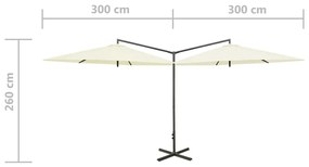 Umbrela de soare dubla cu stalp din otel, nisipiu, 600 cm Nisip