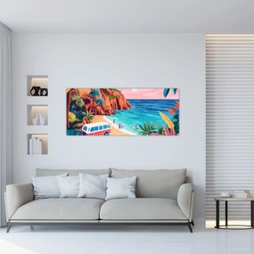 Tablou - Rulotă la ocean (120x50 cm)