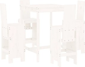 vidaXL Set de bar pentru grădină, 5 piese, alb, lemn masiv de pin