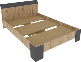 Pat Pedro, 200 x 140 cm, saltea spuma inclusa, Stejar Artisan/Antracit