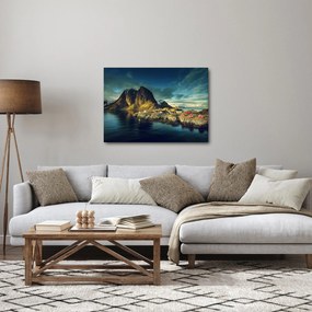 Tablou cu sat de pescari din Norvegia (70x50 cm)