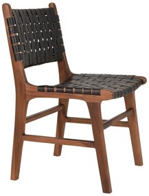 Scaune de dining negre/maro 2 buc. lemn masiv de tec Perugia – House Nordic