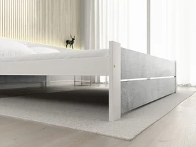 Pat IKAROS DOUBLE 180 x 200 cm, beton/alba Saltele: Cu saltele Somnia 18 cm, Somiera pat: Cu lamele drepte