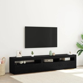 vidaXL Suporturi TV 2 buc cu lumini LED Stejar Negru Lemn Ingineresc