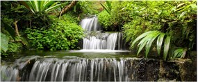 Tablou - Cascadă în pădurea tropicală (120x50 cm)