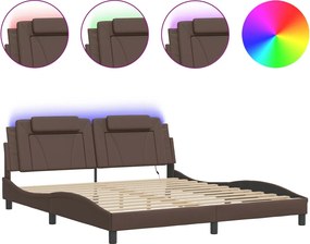 vidaXL Cadru de pat, Viana, cu LED fără saltea, gri, 180x200 cm