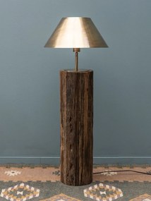 Lampadar din lemn reciclat, cu abajur din metal, Natuka